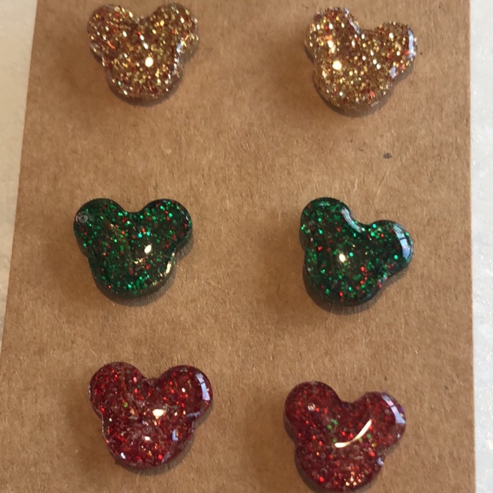 Handmade Christmas Mickey Mouse studs